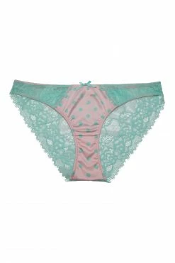 Deja Day Sophia Pink & Green Polka Brazilian Brief