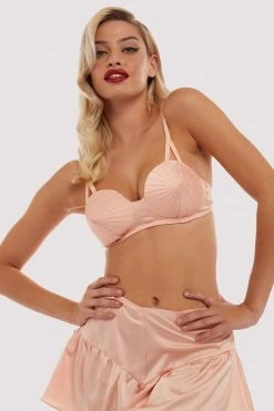 Bettie Page Lingerie Retro Futuristic Bullet Bra Peach