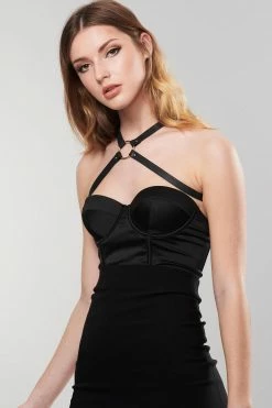 Bijoux Indiscrets New In Maze Black Cross Chest Harness