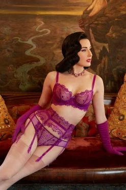 New 🔔 Dita Von Teese Lingerie Suspenders Fiamma Magenta Suspender ❤️ 8 Dita Von Teese Lingerie Suspenders Fiamma Magenta Suspender