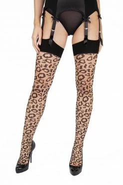 Bettie Page Lingerie Leopard Knit Stockings US 4 - 18