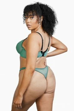 Coupon 🤩 Deja Day Grace Green Moss And Black Supportive Plunge Net Bra 😍 15 Deja Day Grace Green Moss And Black Supportive Plunge Net Bra