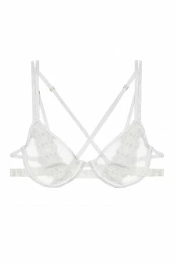 Hustler Esther White Lace Applique Bra