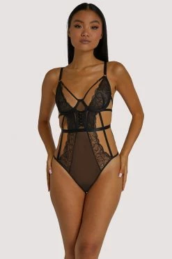 Wolf & Whistle Teigan Black Lace Up Strappy Body Bodies