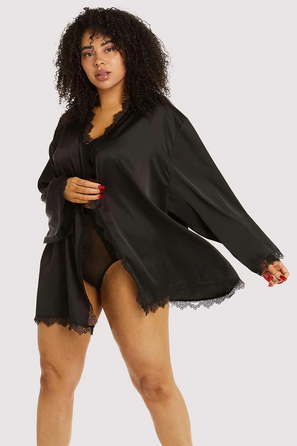 Best Sale ๐ Wolf & Whistle Black Lace Trim Robe โค๏ธ 5 Wolf & Whistle Black Lace Trim Robe