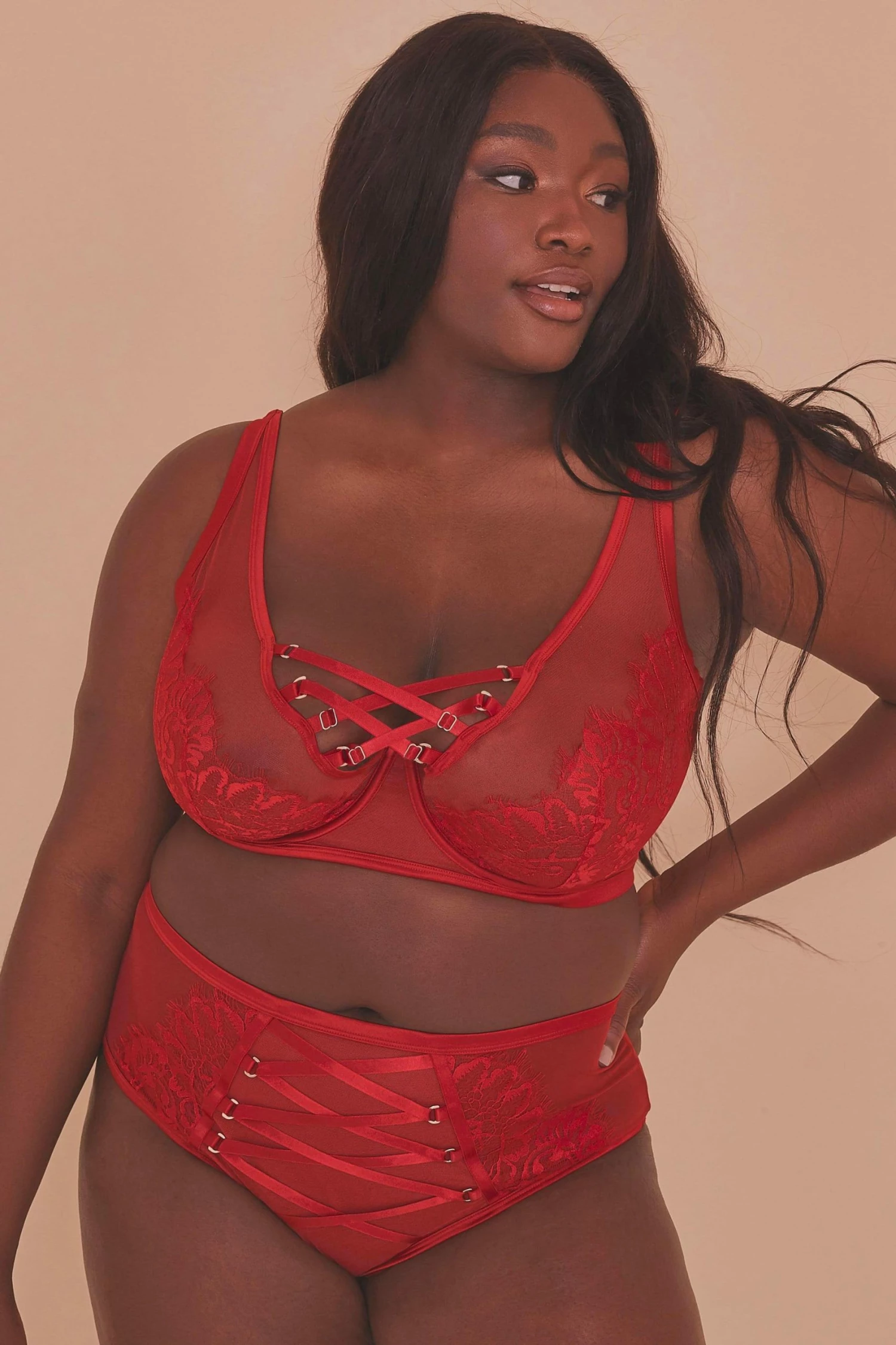 Hot Sale 🧨 Playful Promises Curve Exclusive Kylie Red Lace Up High Waist Knicker ❤️ 2 Playful Promises Curve Exclusive Kylie Red Lace Up High Waist Knicker