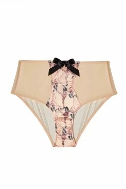 Bettie Page Lingerie Knickers Showgirl Z Stitch Pink High Waist Brief