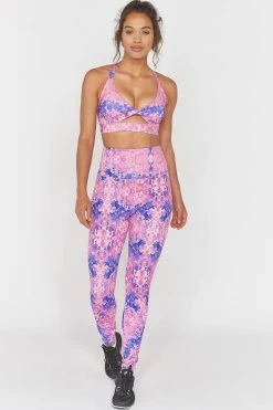 Wolf & Whistle Pink Marble Twist Front Sports Bra