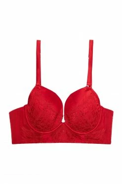 Playful Promises Melina Red Longline Plunge Bra Bras