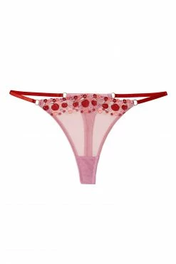 Squish Free Sexy Summer Brief Charli Pink Embroidered Thong