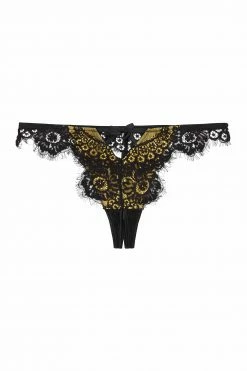 Playful Promises Outlet Jaquelina Mustard Contrast Crotchless Thong Core