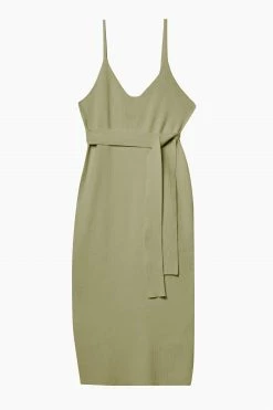 Wolf & Whistle Wolf & Whistle Lounge Khaki Knitted Rib Dress