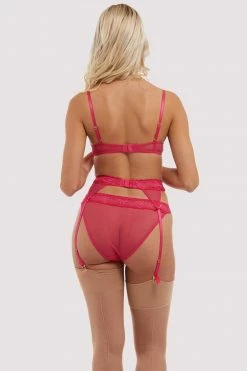 Squish Free Sexy Summer Brief Jordan Hot Pink Cherry Suspender Belt
