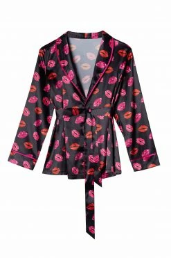 Cheap 💯 Bettie Page Lingerie Kiss Print Tie PJ Top And Bottom ⭐ 8 Bettie Page Lingerie Kiss Print Tie PJ Top And Bottom