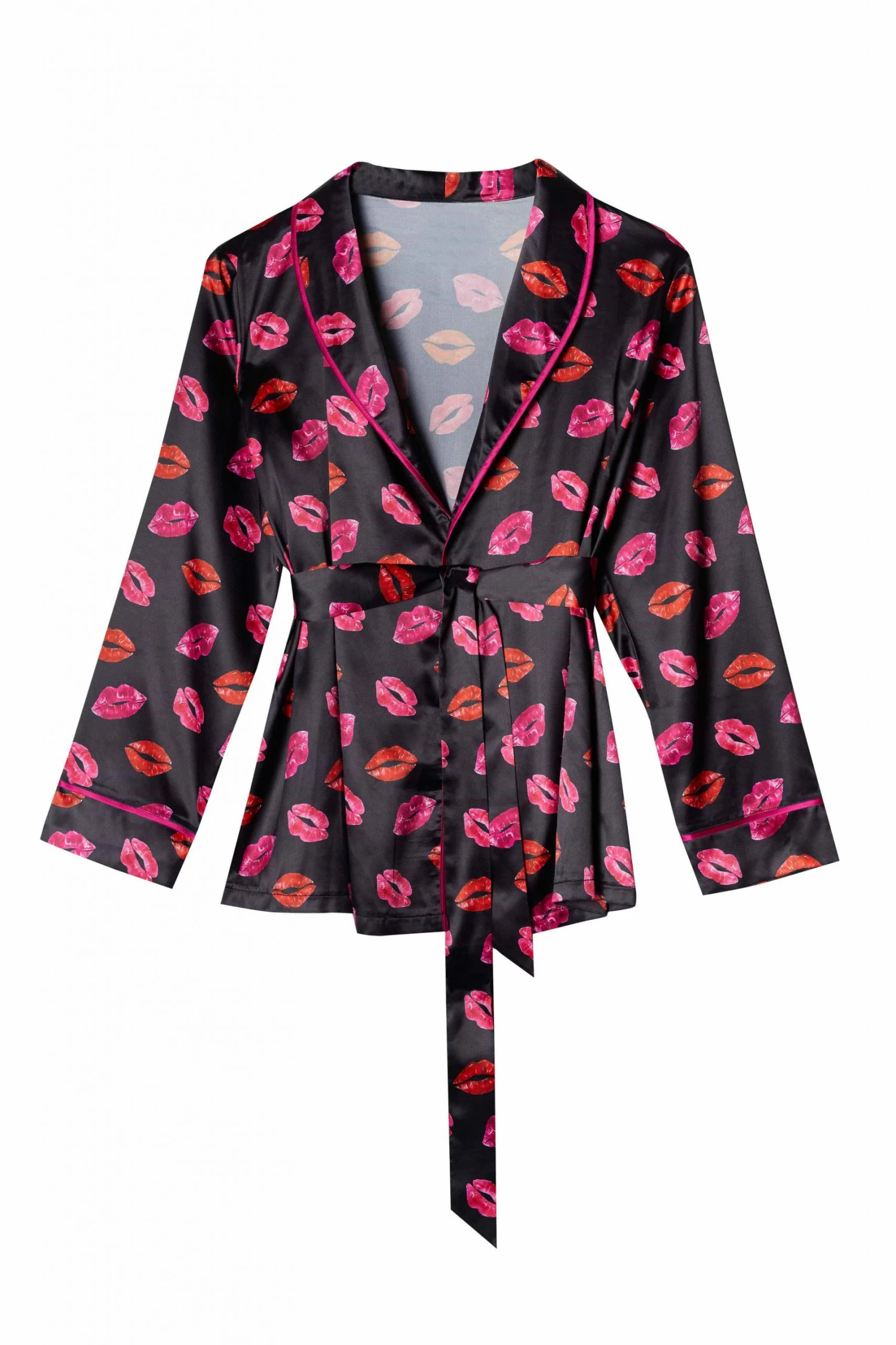 Cheap 💯 Bettie Page Lingerie Kiss Print Tie PJ Top And Bottom ⭐ 4 Bettie Page Lingerie Kiss Print Tie PJ Top And Bottom