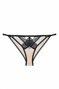 Wolf & Whistle Una Cream & Black Cut Out Brief Knickers