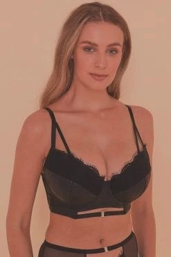 Playful Promises Bras Aerona Lace And Leatherette Longline DD/E-G Bra