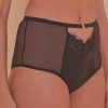 Playful Promises Knickers Aerona Black Lace And Leatherette High Waist Brief