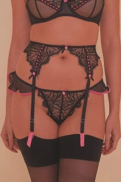 Playful Promises Suspenders Monica Ribbon Slot Suspender Belt