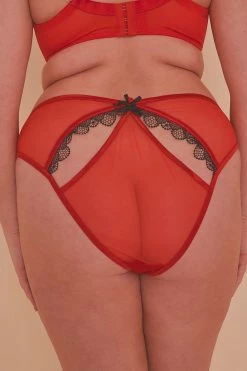 Playful Promises Arlene Curve Red Satin Black Lace Brief
