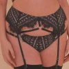 Playful Promises Suspenders Sky Pearl Lace Harness Curve Suspender Belt