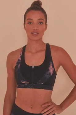 Wolf & Whistle Dark Marble Zip Front Sports Bra Activewear