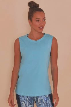 Wolf & Whistle Cotton Knot Front Vest Blue