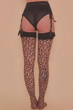 Bettie Page Lingerie Leopard Knit Stockings US 4 - 18
