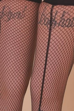 Bettie Page Lingerie Hosiery Fishnet Seamed Stockings Black US 4 - 18