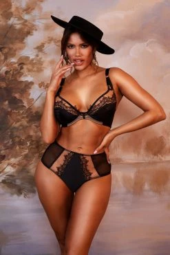 Playful Promises New In Wren Black Lace And Illusion Mesh Bra