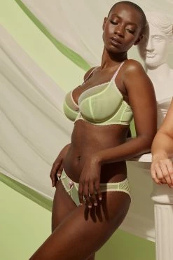 Deja Day Grace Green Supportive Plunge Mesh Bra