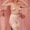 Bettie Page Lingerie Doris Peach Embroidered Retro Suspender Belt