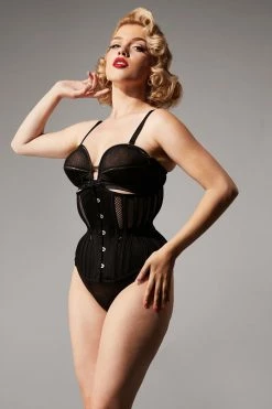Bettie Page Lingerie Basques & Corsets Fishnet Mesh Underbust Corset