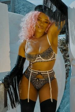 Playful Promises Skull & Roses Embroidery Peach Brief Knickers