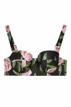 Bettie Page Lingerie Swimwear Eco Claudette Roses Padded Balcony Bikini Top
