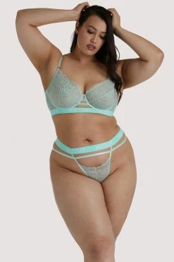 Hustler Branded Mint Curve Lace Thong Everyday Lingerie