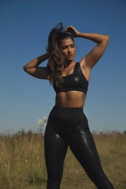 Wolf & Whistle Wet Look Leopard Back High Waist Leggings