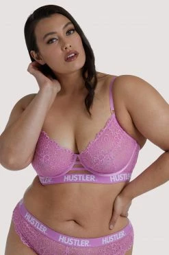 Hustler Everyday Lingerie Branded Pink Curve Lace Bra