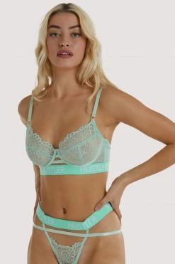 Hustler Bras Branded Mint Lace Bra