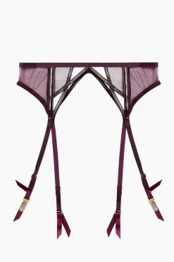 Hustler Kelly Wine PVC Cut Out Curve Suspender