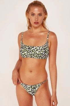 Wolf & Whistle Leopard Crop Top Khaki Swimwear