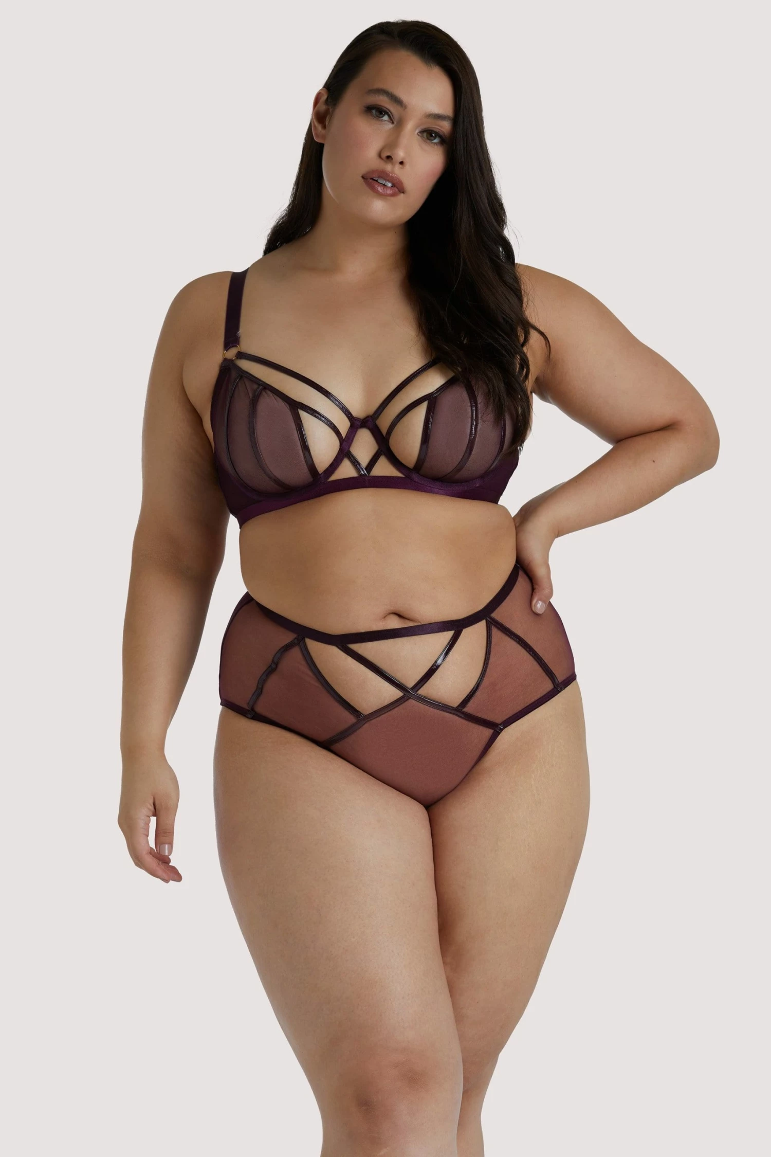 Outlet ✨ Hustler Kelly Wine PVC Panelled Curve Bra ⭐ 2 Hustler Kelly Wine PVC Panelled Curve Bra