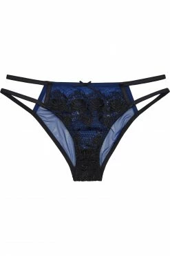 Playful Promises Tabitha Blue Embroidery Strappy Hipster Brief Knickers