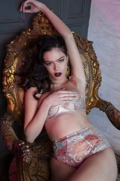 Peek & Beau Quinn Gold Leatherette Lace 1/4 Cup Bra A - DDD/F Bras