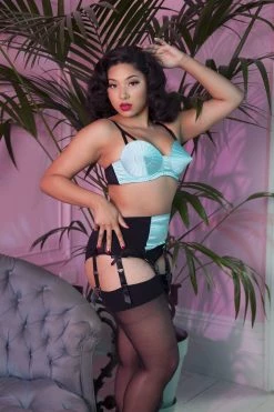 Bettie Page Lingerie Mint Classic 6 Strap Suspender Belt Suspenders