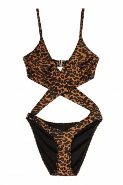 Hustler Leopard Wrap Cut Out Swimsuit Swimwear