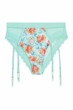Felicity Hayward X PP Knickers Sabey Mint Floral High Waist Curve Brief