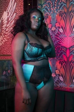 Playful Promises Henrietta Teal Lace Overlay Bra