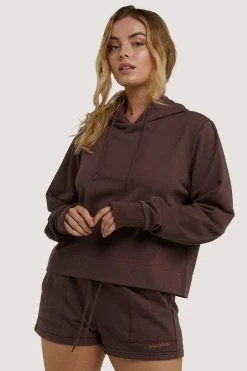 Wolf & Whistle Activewear Brown Hooded Top