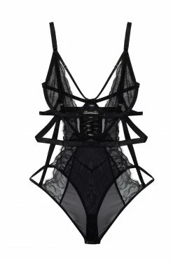 Wolf & Whistle Teigan Black Lace Up Strappy Body Bodies